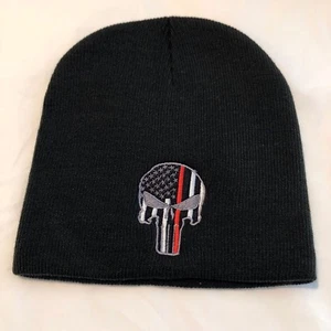 Delgado Línea Roja CALAVERA Bombero Bandera Americana Reloj de Invierno Gorra Sombrero Gorro - Imagen 1 de 1