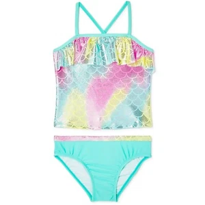 WONDER NATION Baby Girl's size 12 Mos MERMAID TANKINI SWIMSUIT 2-Pc ~ New - Picture 1 of 2