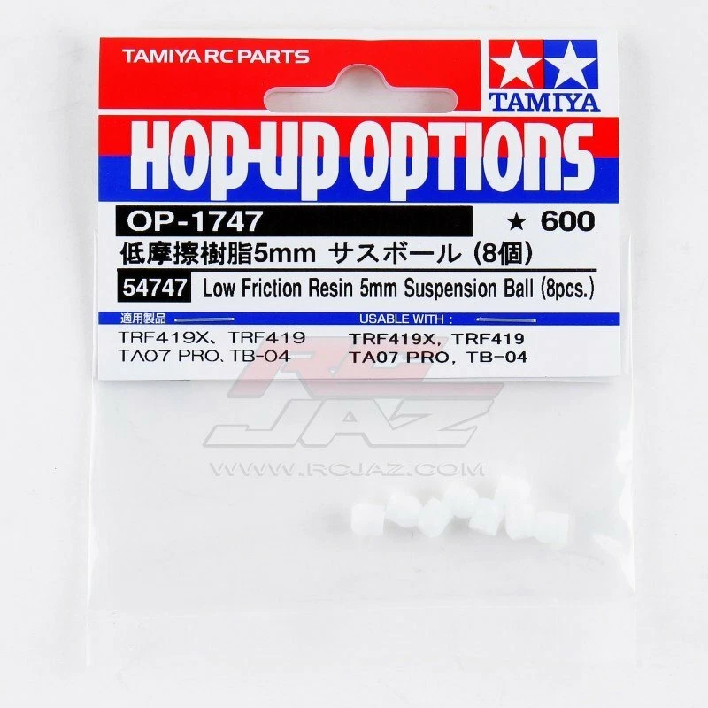 Tamiya 54747 RC Car Buggy Low Friction Resin 5mm Suspension Balls (8pcs) Set - Image 1 of 1