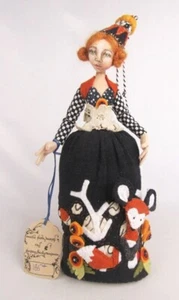 Christine Shively Artist Hand-Painted Cloth Lady with Felted Fox Gown 12" Doll - Picture 1 of 12