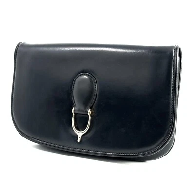 Vintage GUCCI Clutch Bag Leather Black Authentic Foto 1 de 4