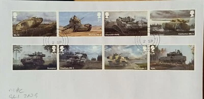 GB 2021 Set of very fine used British Army Vehicles (Tanks) Stamps on envelope - Image 1 of 3