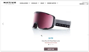 Native Eyewear Snow Goggles, Photochromic React Rose Lens - M - Picture 1 of 12
