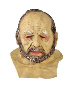 Full Face Old Man w/ Beard Latex Mask Halloween Cosplay Realistic Headgear NEW - Picture 1 of 11