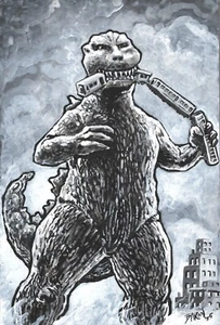 Godzilla 1954 III....Original Acrylfarbe Illustration - Bild 1 von 3