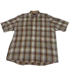 Casa Moda Sports Vintage Button Shirt Men XL 43 44 Brown Plaid Retro Preppy 48" - Picture 1 of 19