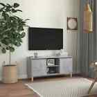 Tv Cabinet With Solid Wood Legs Concrete Grey 1035X35x50 Cm