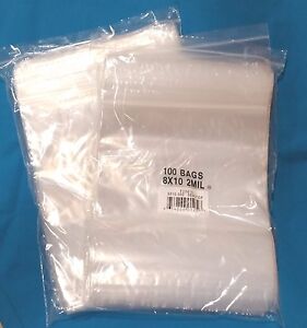 8" x 10" 200 Zip-Lock Bags Reclosable Clear 2 MIL Polybag Lot FREE SHIP