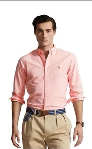 Camisa Polo Ralph Lauren Hombre Oxford Calce Ajustado Talla S en Rosa - Imagen 1 de 5