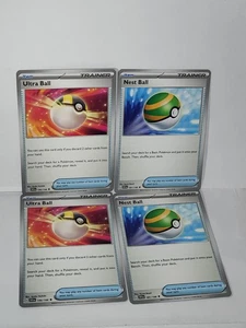 Nest Ball 181/198 (2) & Ultra Ball 196 (2) Pokemon TCG S&V Base 4x Playset - Picture 1 of 2