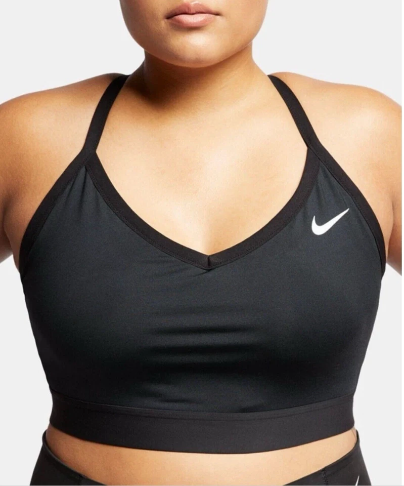 Nike 169267 Womens Indy Racerback Light Support Sports Bra Black Size Medium