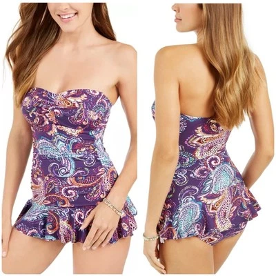 Traje de baño Lauren Ralph Lauren Captiva Paisley convertible control abdomen talla S Foto 1 de 4