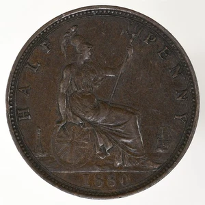 Medio centavo Gran Bretaña 1880 KM#754 - Imagen 1 de 2