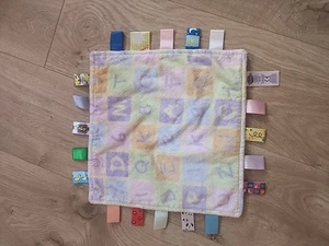 Taggies Alphabet Letter Blanket Tags Sensory Security Lovey Pastel Blocks Baby - Picture 1 of 3