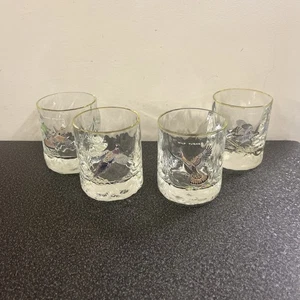 Ned Smith Wild Game Bird Duck Whisky Antiguo Juego Vidrio Óptico Juego de 4 De Colección - Imagen 1 de 9