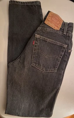 Vintage 1980s Levi’s Black/Grey Wash 501 Button Fly Jeans Size 7 Juniors - Image 1 of 4