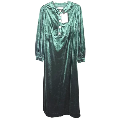 Pomander Place Emerald Green Velvet Midi Dress Size Small Pearlized Buttons NWT - Image 1 of 4