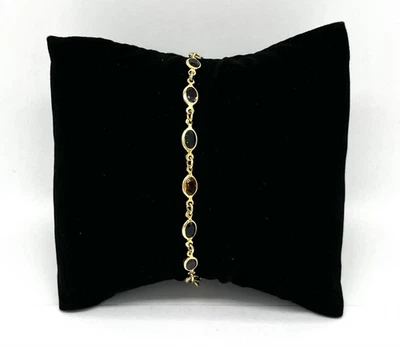 Modeschmuck Armband, Vergoldet, simulierte Diamanten, 19 cm lang, 5 mm breit - Bild 1 von 2