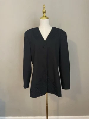 Blazer de noche vintage para mujer Y2K St Anthony adornado con joyas negro talla 12 Foto 1 de 4