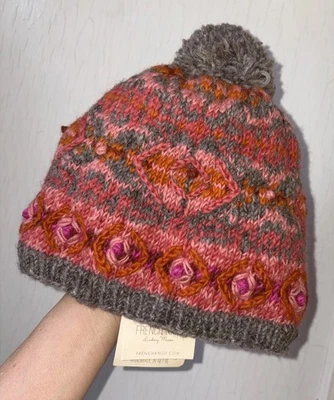 Nudo Francés Lindsay Mason Lana Vellón Forrado Pompón Bordado a Mano Sombrero O/S Nuevo con Etiquetas Foto 1 de 4