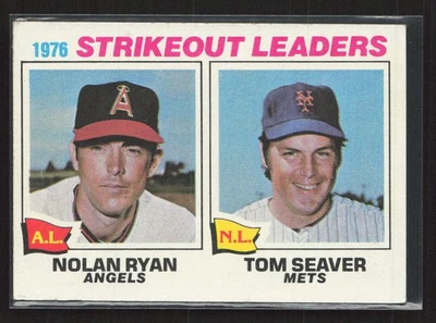 1977 年 Topps #6 1976 Strikeout Leaders - Nolan Ryan / Tom Seaver -EX+ 套装突破! — 第 1/2 张图片