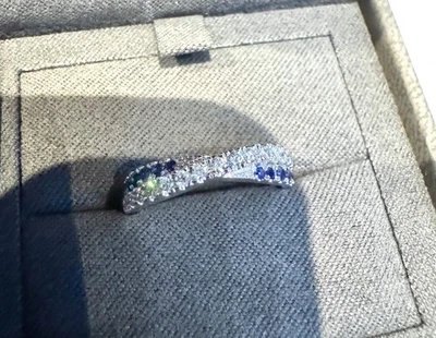 Vera Wang 18ct White Gold 0.29ct Diamond & Sapphire Ring Size M - Image 1 of 4