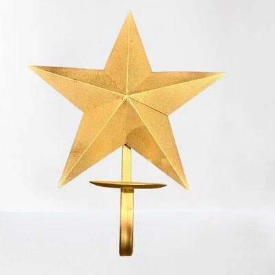Large Metal Celestial Star Wall Hanging Candle Holder Gold Glam Sconce Elegant - Image 1 of 4