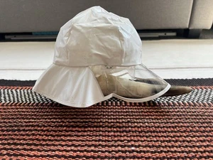 Vintage 60s Plastic Rain Hat Clear Visor White Made Japan 90s Repro NOS New NWOT - Imagen 1 de 8