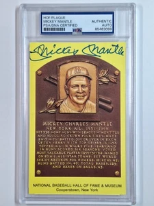 MICKEY MANTLE Signed HOF Plaque Postcard Authentic BLUE BOLD AUTO PSA/DNA #3099 - Picture 1 of 2