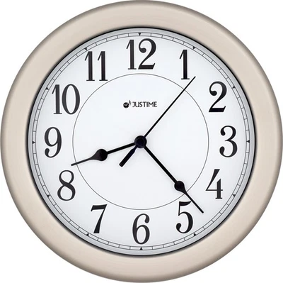 JUSTIME Water Resistant 8.5" Retro Bronze Metal Frame Wall Clock Quiet Sweep - Image 1 of 4