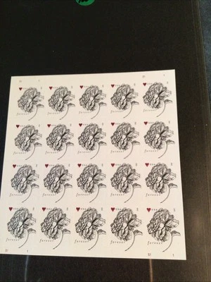 U S Stamp Sheet MNH #4959 Red Black Rose & Heart 49c Forever MNH 2015 - Image 1 of 4
