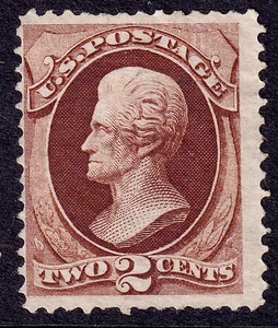 US Scott 146, 1870 Jackson, 2c red brown, UNUSED NG - Picture 1 of 1