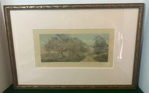 Wallace Nutting Signed Hand-Tinted Lithograph Landscape Framed 18x12 Antique - Picture 1 of 8