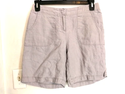 Pantalones Cortos J Jill Mujer 4 Gris 100% Lino Bermudas Elastizados Chino Caqui Bolsillos Informales Foto 1 de 4
