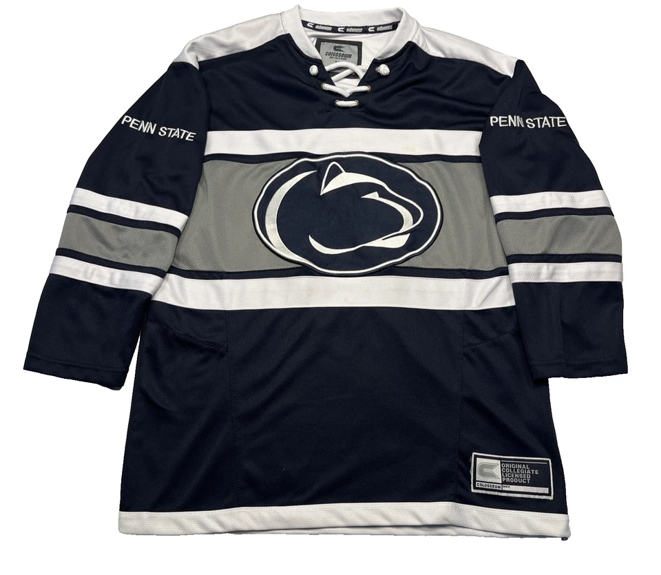 Penn State Nittany Lions Hockey Jersey Mens Medium Navy Gray White NCAA College - Image 1 of 4