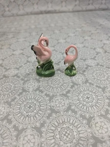 Vintage 1960s? Bone China Flamingo Bird Animal 2” Figurine Lot Of 2 Decor Japan - Picture 1 of 5