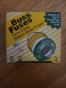Bussman Box Of 4 Time Delay Edison Base Electrical Buss Fuse Link 30 Amp TL - Picture 1 of 2