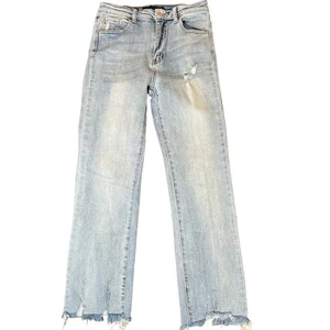 Risen Jeans Damen 28/7 Blau Mid Rise Distressed Straight Light Wash  - Bild 1 von 9