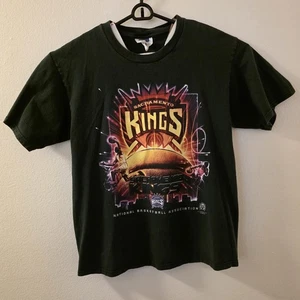 Majestic Sacramento Kings NBA T-Shirt Size L Black Vintage - Picture 1 of 7