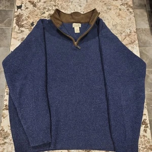 LL Bean Pullover Herren XXL Tall 100% Merino Lammwolle Navy Blau 1/4 Zip Pulli - Bild 1 von 8