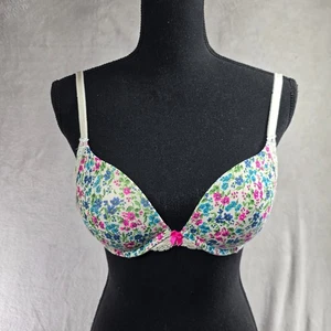 Victorias Secret Womens White Floral Dream Angels Push Up Bra Underwired 34C - Picture 1 of 12
