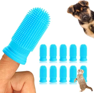 10Pcs Spazzolino per Cani, 360º Spazzolino Da Denti Del Dito Del Cane, Silicone - Foto 1 di 11