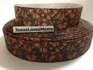 Grosgrain Ribbon, Monarch Butterfly Camo Butterflies Nature Country Insects 7/8" - Picture 1 of 2