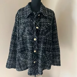 Sweet Rain - Chaqueta de tweed ligera sobre pieza - Talla 3X - Negro Blanco - Imagen 1 de 11