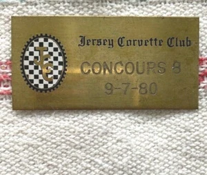 PLAQUE 9/7/80 Jersey  CORVETTE CLUB  - Picture 1 of 1