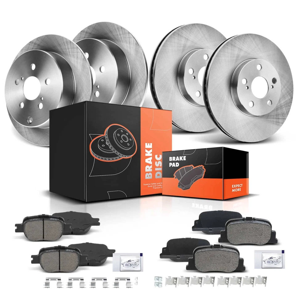 Rotores de freno de disco y pastillas de freno laterales delanteros y traseros para Scion tC 2005 2006-2010 Foto 1 de 4