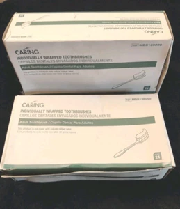 Nuovo! 2 Scatole Spazzolini da Denti per Adulti Caring Avvolti Singolarmente | 24 Ct. / 48 Totali - Foto 1 di 8