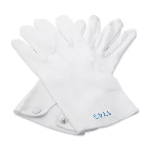 100% Cotton White Masonic Gloves with Your Lodge Number - Picture 1 of 5