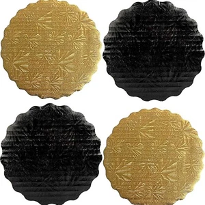 Combo pack 20 ct.  Gold & Black 9" Round Cake Boards Circle Pads for Cake - Picture 1 of 6