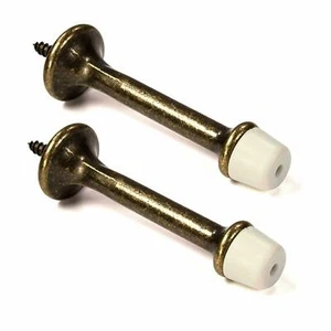 National Hardware Wall Mount Antique Brass 3" Rigid Door Stop Stay - 2 Pack - Picture 1 of 1